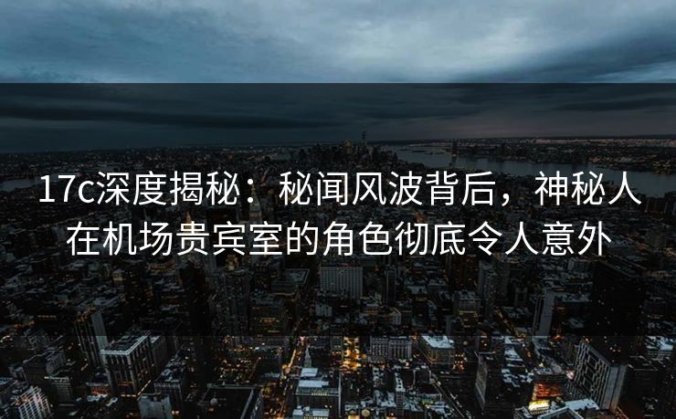 17c深度揭秘：秘闻风波背后，神秘人在机场贵宾室的角色彻底令人意外